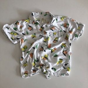 Japna Button Down Crop Tie Top